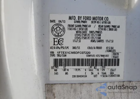 2013 Ford F150 Super Cab z USA, uszkodzony, nr VIN 1FTEX1CM5DFC07220